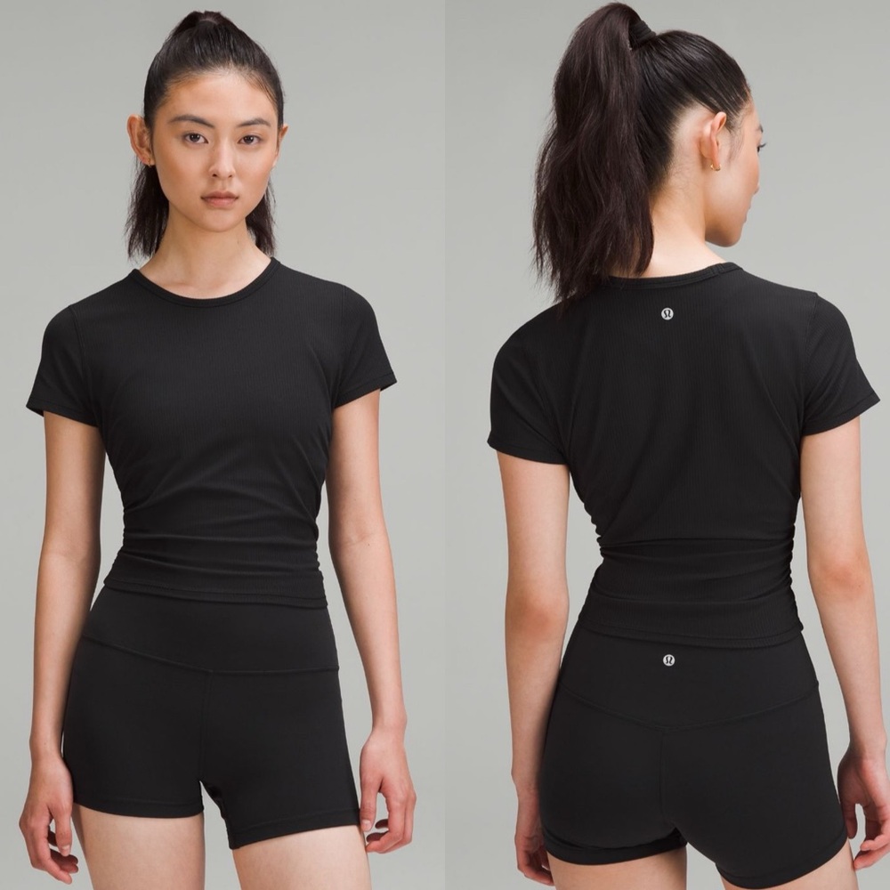 Lululemon All It Takes Ribbed Nulu T-Shirt Black Cropped Size 6